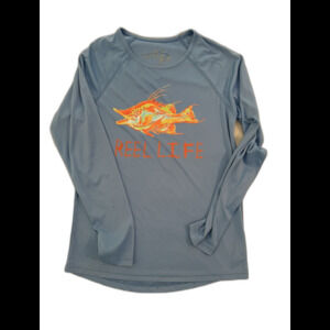 Reel Life Gear Shirt Men’s Size Medium Blue Long Sleeve Fishing